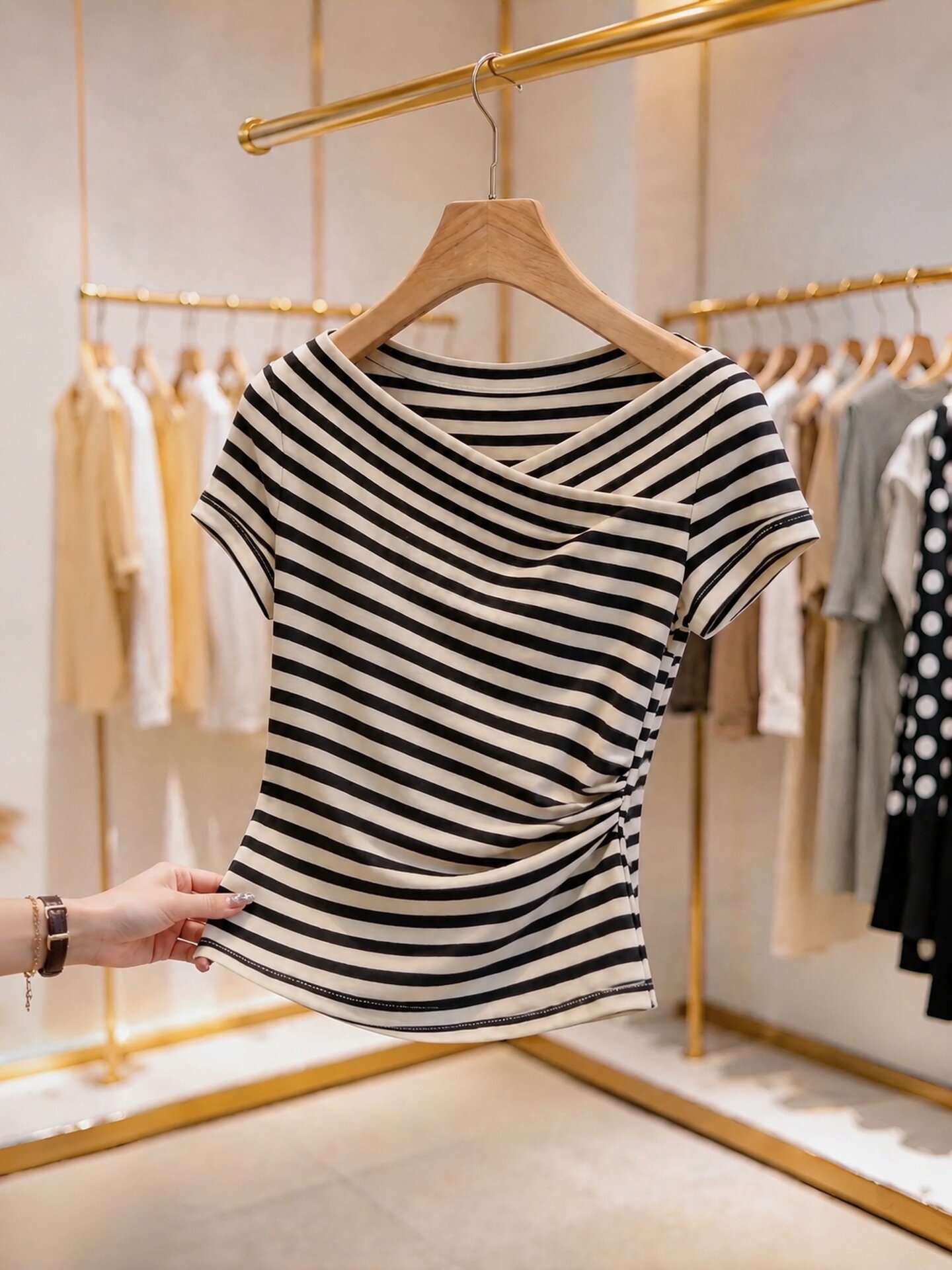 Women's Retro Cross V-Neck Short Sleeve T-Shirt 2026 Summer Casual Cotton Top - Image 4
