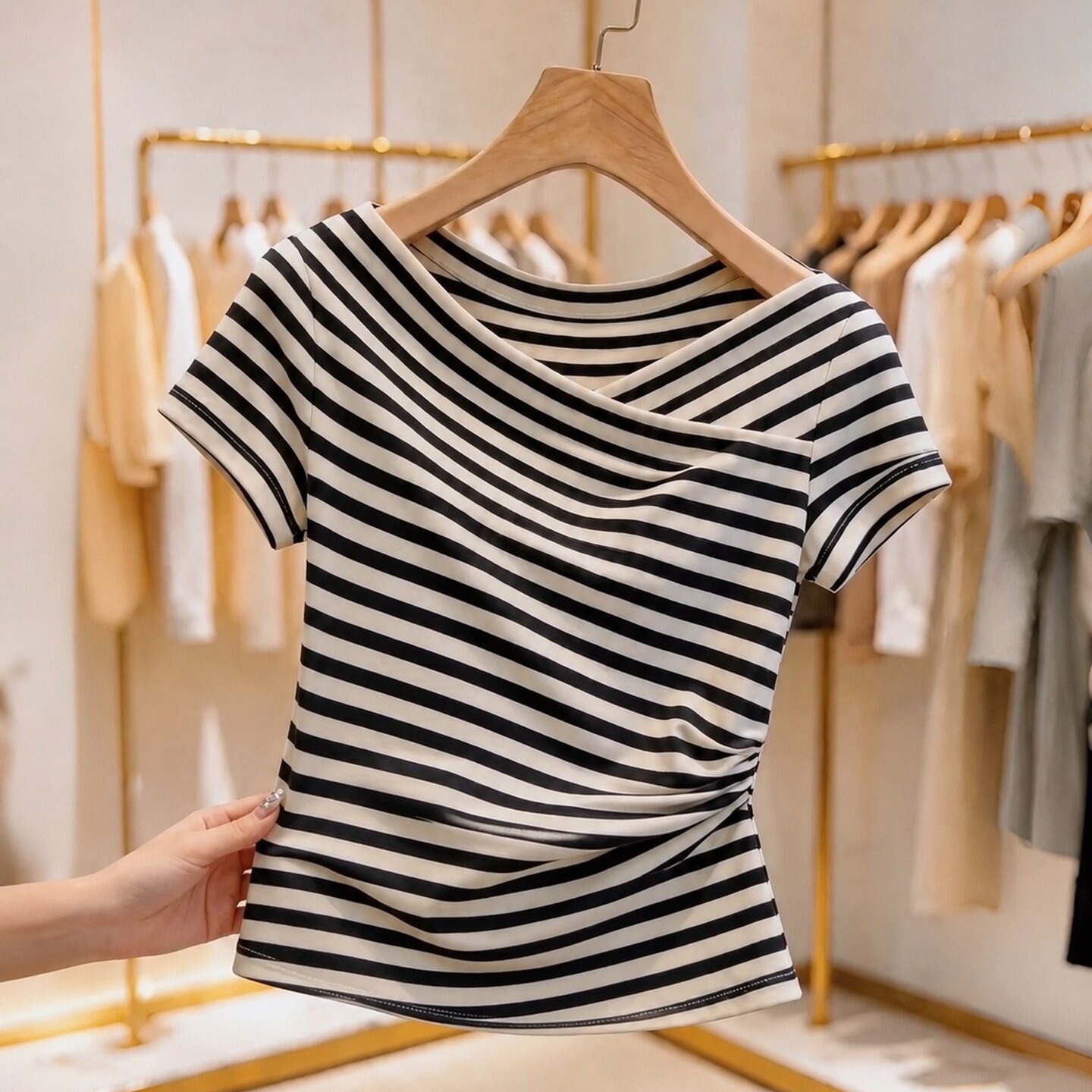 Women's Retro Cross V-Neck Short Sleeve T-Shirt 2026 Summer Casual Cotton Top - Image 5