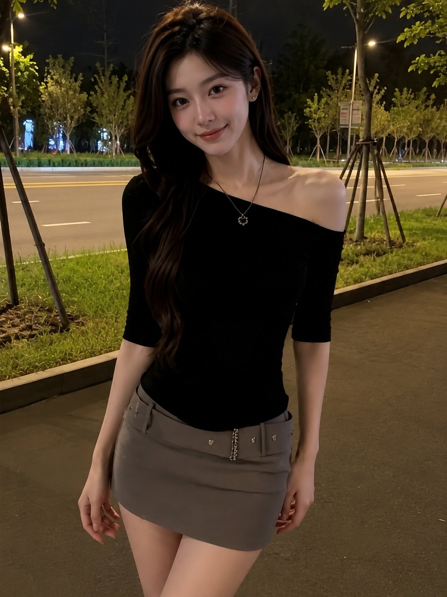 Women's Black One-Shoulder Slim Short-Sleeve T-Shirt 2026 Spring Casual Top - Image 2