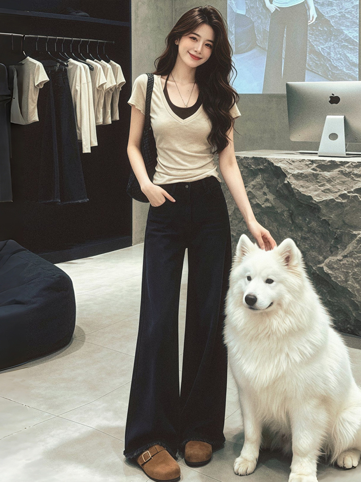 Light Mature Style Oatmeal V-Neck Faux Two-Piece Halter Short-Sleeve T-Shirt for Women 2026 Summer New Niche Design Top - Image 4