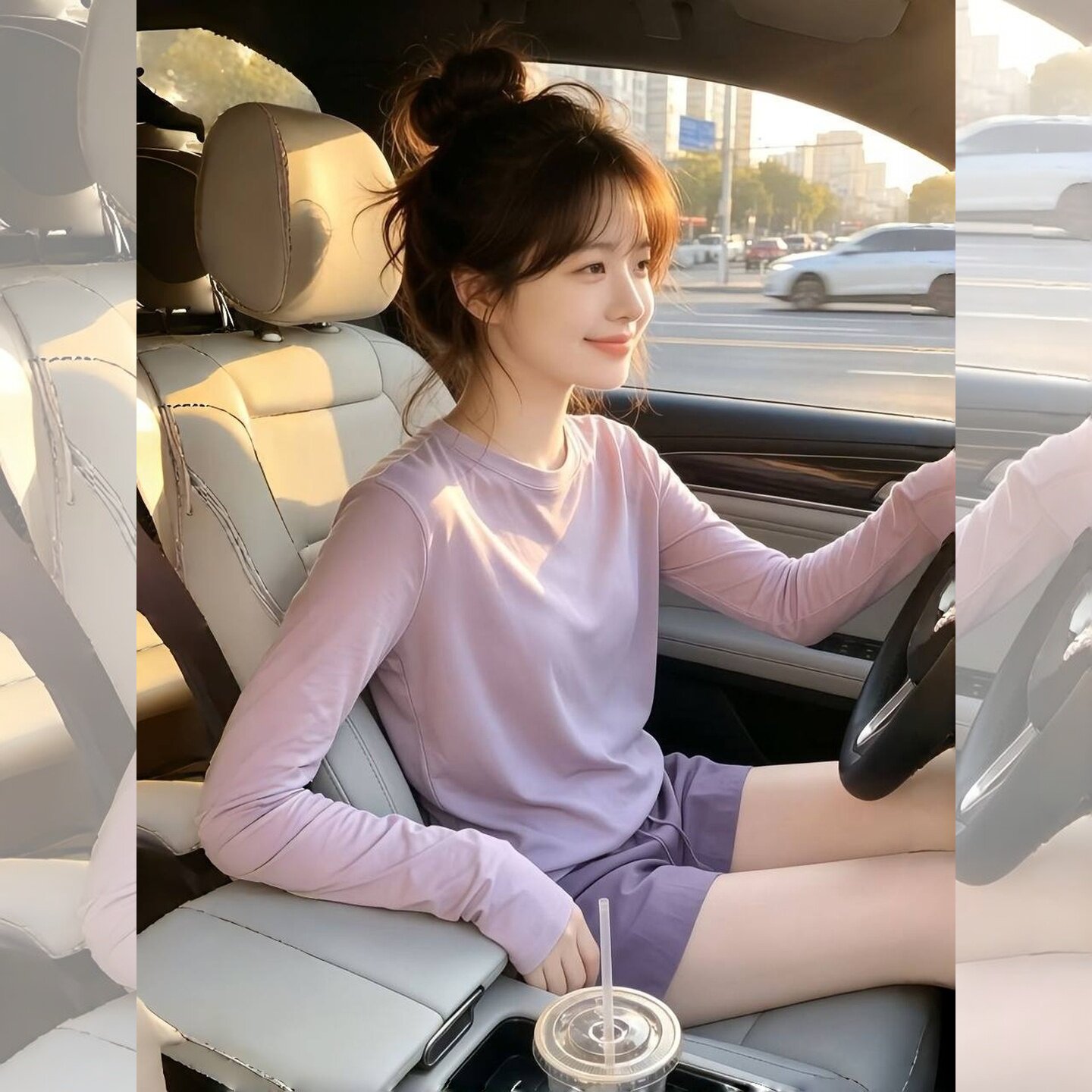 Purple Crewneck Long Sleeve Sun Protection Cover-Up T-Shirt for Women 2026 French Casual Top Summer Dopamine Outfit