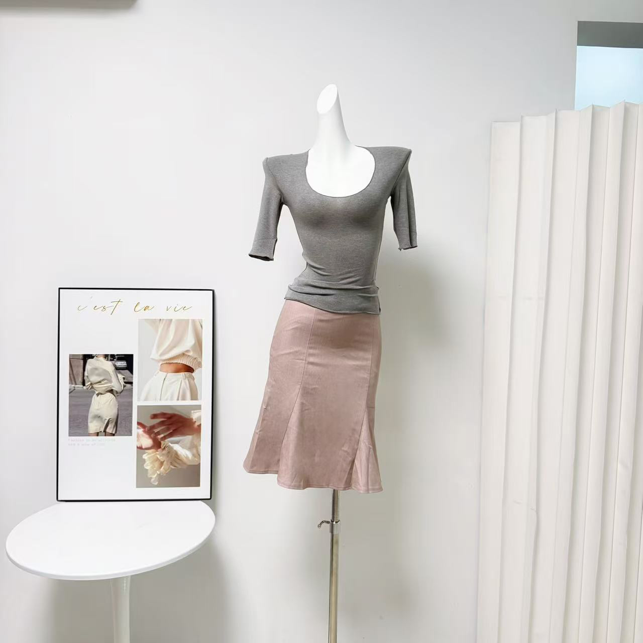 Elegant High Waist Mermaid A-Line Solid Color Slimming Hip Covering Skirt