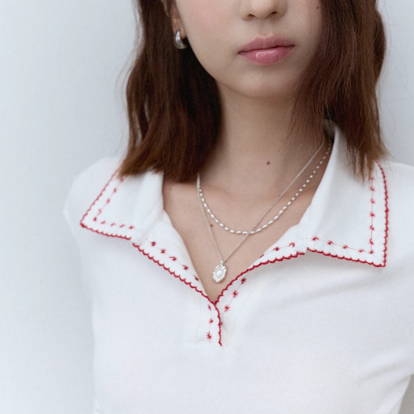 Women's Color-Block Embroidered Lapel Knit Top Fall Slimming Pullover - Image 5
